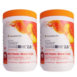 Youngevity Beyond Tangy Tangerine 2.0 Citrus Peach Ultimate Multi-Vitamin & Mineral Complex - Made with Natural & Whole Foods | 8,000 ORAC | 2 Canisters