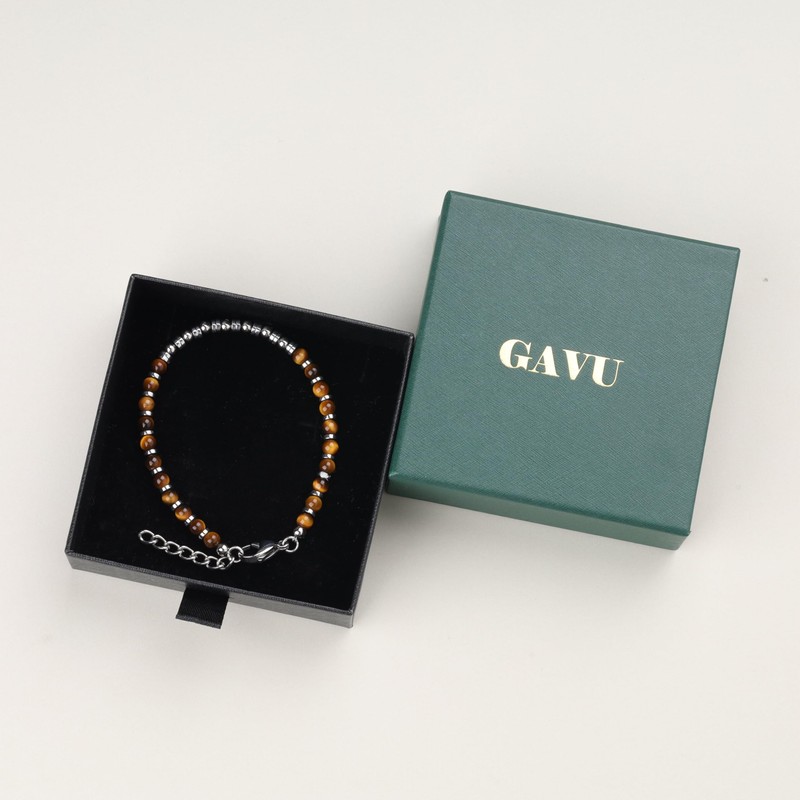 GAVU Hematite Bracelet for Men, Men’s Tiger Eye Bracelet, Natural
