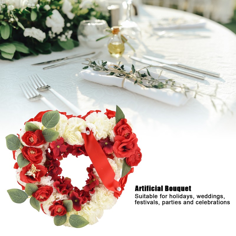 Artificial Heart Shaped Wreaths Wedding Wreaths Fake Flowers Decoration for