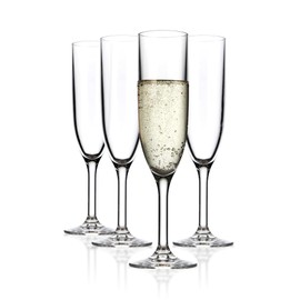 DRINIQUE Unbreakable Champagne Flutes (Set of 4) 6oz Classic Shatterproof, Reusable, Champagne Glass - Clear