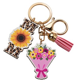 Birthday Gifts for Mom Keychain for Car Keys Mothers Day Gifts for Mommy from Son Daughter, Mama Tassel Keychains with Flower Charm for Purses Bags Backpacks Accessories