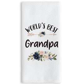 TNUW Best Grandpa Kitchen Towel 16″×24″, World’s Best Floral Soft and Absorbent Tea Towel for Kitchen, Birthday Christmas Thanksgiving Gift for Grandpa