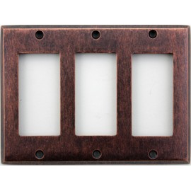 Classic Accents Mottled Antique Copper Three Gang Wall Plate - Three Gfi/Rocker