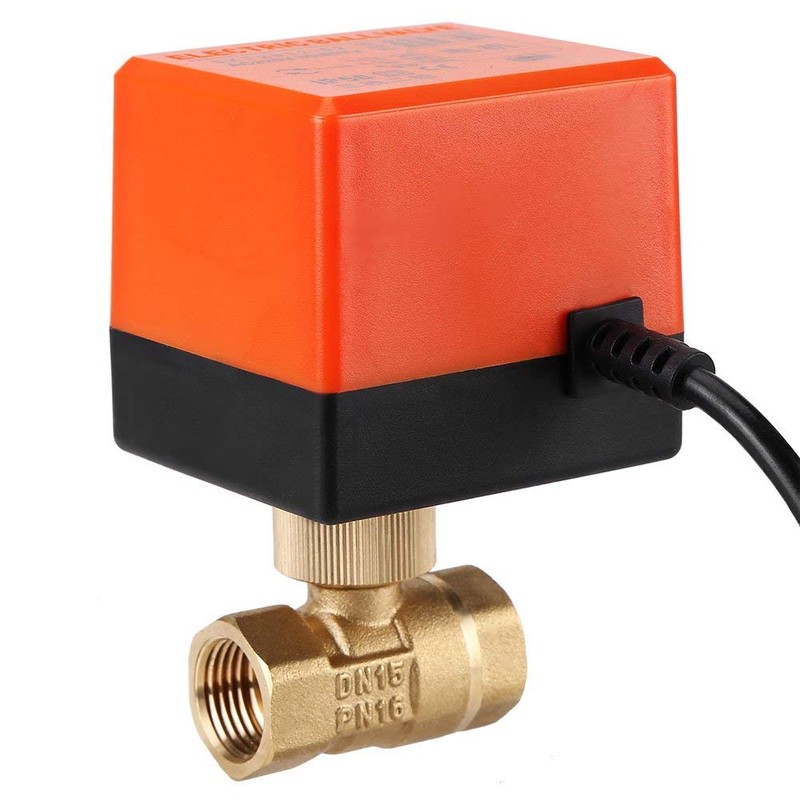 AC 220V Brass Electric Motorized Ball Valve 2 Way 3-Wire