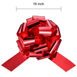 2 Sets Car Bows 16 Inch Giant Bows Bright Red Car Gift Bow for Grand Gift Decor Festival Gifts Wedding Car Decor Christmas Presents Ball New Houses