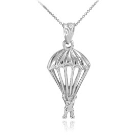 Solid 925 Sterling Silver Skydiving Parachuter Pendant Necklace, 20"