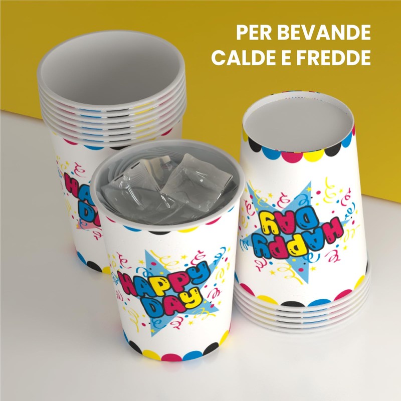 100 Paper Cups 200 ml Made in Italy Eco Friendly