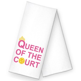 ZBBFSCSB Queen of The Court Funny Kitchen Towels, Funny Kitchen Stuff for Women, Birthday Housewarming Gifts for Hostess, Mom, Sister, Aunt, Grandma, Pickleball Lover