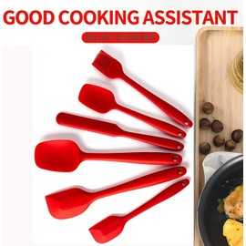 10 Juego de Espátulas de Silicona - Fotgear Utensilios Cocina de Silicona - Paleta Utensilios Cocina Goma Antiadherente y Resistente al Calor - No Tóxicos sin BPA para Cocinar Hornear y Mezclar(Rojo)