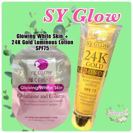 SY GLOW 24K Luminous Lotion SPF75 + Glowing White Skin Glutathione & Collagen