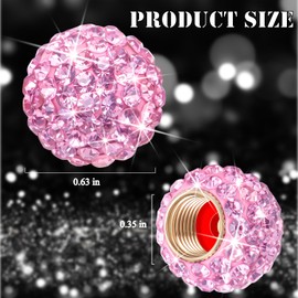 MEAJOO 4PCS Bling Crystal Diamond Tire Stem Valve Caps, Crystal Shinny Rhinestone Car Wheel Tire Valve Caps for Women, Universal for Cars, SUV, Trucks, Bikes, Motorcycles, Bicycles (Pink)