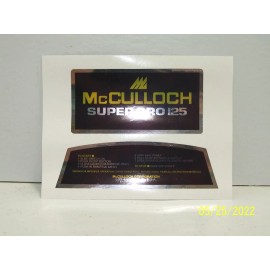 McCulloch Chainsaw Model Super Pro 125 Breather Cover Decal Set