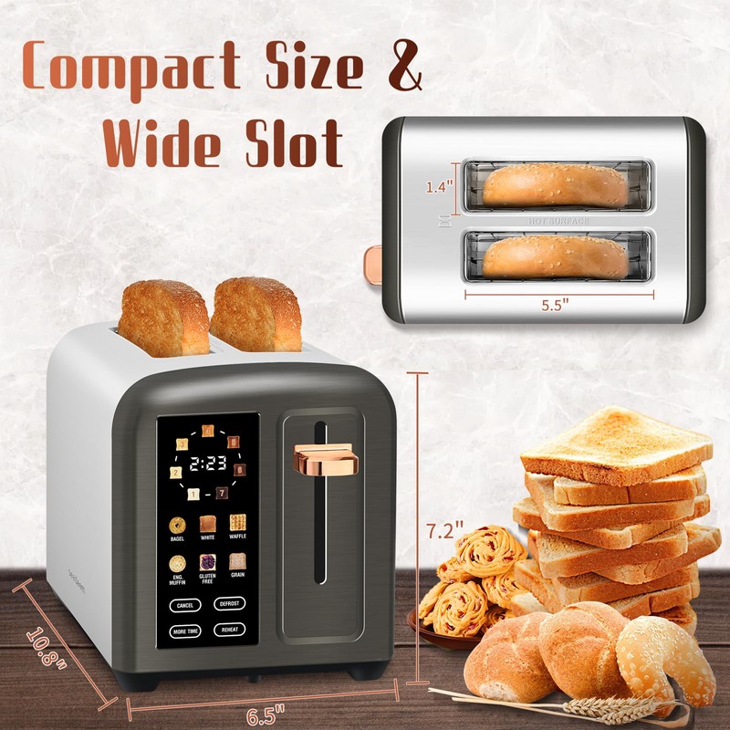 SEEDEEM Toaster 2 Slice with Touch Screen, Faster Heating Speed,