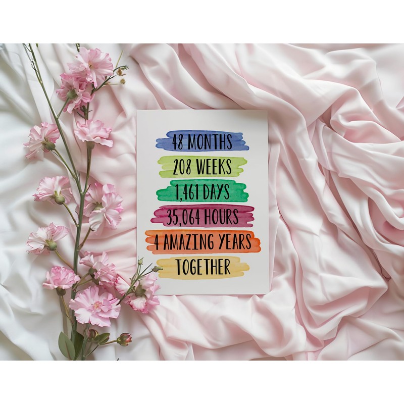 KoKi9xxGifts 48 Months Anniversary Card - 4 Amazing Years Greeting