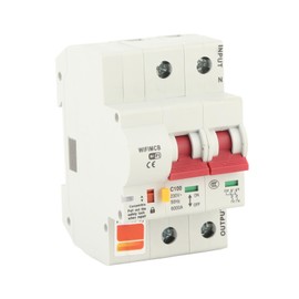 AC220V Smart WiFi Circuit Breaker Miniature Circuit Breaker PA66-DSM Flame Retardant Shell Support WiFi Mobile Phone APP Remote Control (2P 100A)