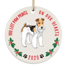 Wire Hair Fox Terrier Clipart Dog 2024 Christmas Tree Ornaments Custom Year Gifts You Left Paw Prints New Years 2025 Decorations Circle Ceramic