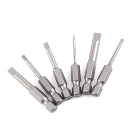 6pcs 50mm 1/4 "hexagonal 2.0-6.0mm cabeza plana punta ranurada destornilladores bits Juegos de vástagos de desarmadores Puntas de destornillador largas Puntas atornillador Wera bits