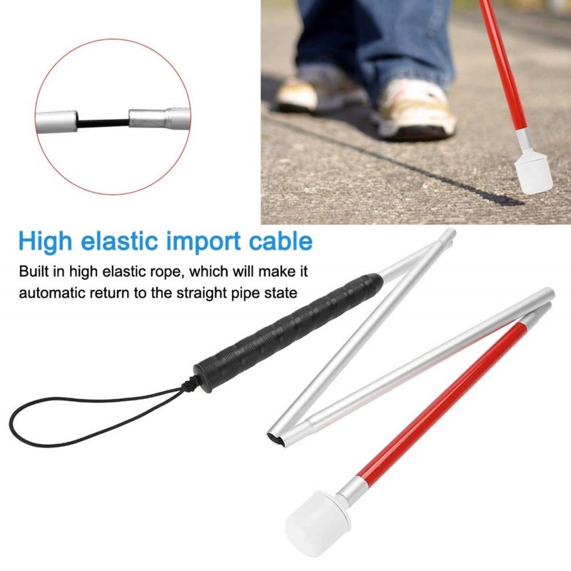 Blind Cane Stick - Mobility Reflective Red-White Foldable Walking Baston
