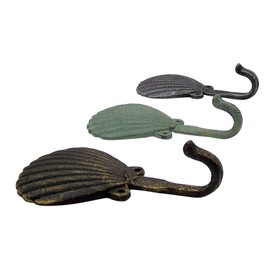 Assorted Color Scallop Shell Wall Hook 6 1/2 Inch Set of 3