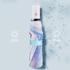 YumSur Automatic Umbrellas - Windproof Lightweight Travel Compact Folding Umbrella Rainbow Design, Reinforced Canopy, Auto Open/Close, for Business and Travels or Summer Wedding Gifts