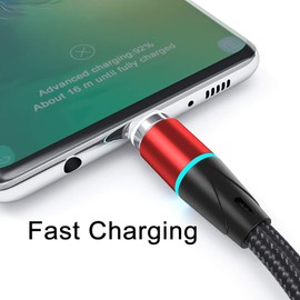 NetDot 12th Generation Micro USB Type-C USB C Magnetic Fast Charging Cable Data Line Nylon Braided Compatible with Android Smartphones(5ft / 3 Pack Red)