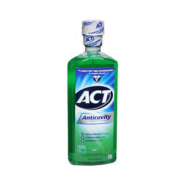 Act Act Anticavity Fluoride Mouth Rinse Alcohol Free Fresh Mint, Fresh Mint 18 oz (Pack of 5)
