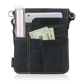 e-Holster Waitress Apron with 3 Pockets - Black Server Apron with Adjustable/Removable Waist Strap and Shoulder Strap, Server Pouch for Men, Woman, Restaurant, Waiter, and Bartender