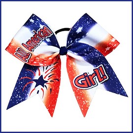 All American Girl 4th of July Cheer Hair Bow - Patriotism Team USA - Olympic Themed Hair Bow