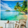 Serborlur Ocean Beach Tapestry Blue Sea Tapestries Tropical Palm Tree