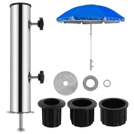 YOFAPA Umbrella Pole Mount Stand Tube Set - Stainless Steel Parasol Base Holder, Universal Umbrella Tube Bracket, Umbrella Mount Kit for Outdoor Garden Backyard
