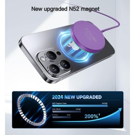 UMEIJA Magnetic Wireless Charger 15W Charger-Fast Charging Pad Compatible with iPhone16/15/14/13/12 Series & Airpods 2 3 Pro-LED Pad with Dual Charging Ports Original Replacement（Purple）