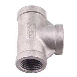 Pipe Fitting Stainless Steel 304 Cast Pipe Fitting, Class 150, 1/2'' NPT Female T Shaped Thread 3 Way Equal Tee Coupling, Pack of 5