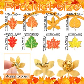 Hoteam 32 Pcs Fall Maple Leaf Enamel Pins Bulk Autumn Thanksgiving Lapel Pins Maple Leaf Brooches for Clothing Bags Backpack Hat Accessory Gifts