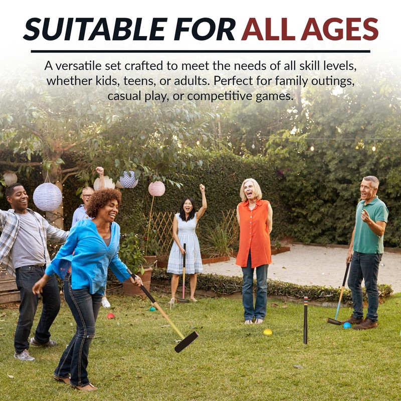 Hathaway Deluxe 6-Player Croquet Set for Adults, Kids & Families