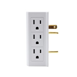Projectpak 6 Outlet Vertical Extender Wall Tap - Split 2 Outlets Into 6 Grounded with Side Access | 2 Pack