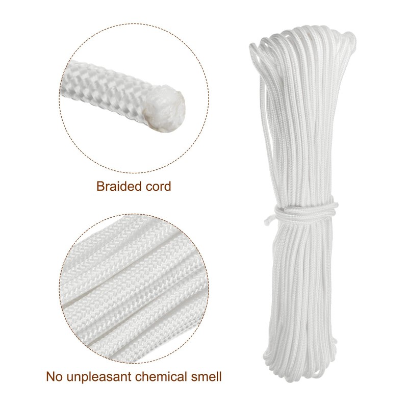 sourcing map 98Ft 1/3 inch (8mm) Polypropylene Rope, Diamond Braided