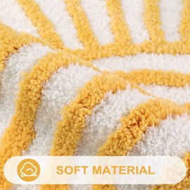 Uphome Boho Bathroom Runner Yellow and White Sun Long Bathroom Rugs Non Slip Water Absorbent Microfiber Bath Mat Modern Minimalism Machine Washable Bath Rugs for Bathtub Sink Shower, 18x47 inch