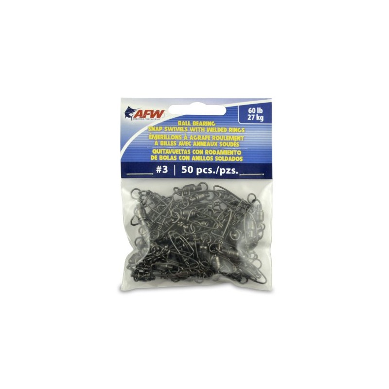 American Fishing Wire Rodamiento de Bolas Negro Giratorio (50 Piezas),