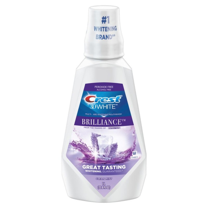 Crest 3D White Brilliance Whitening Mouthwash, Alcohol Free, Clean Mint,