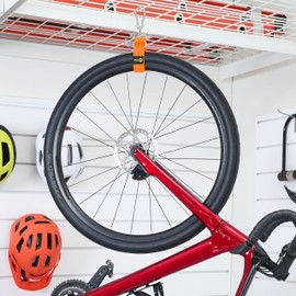 Hook 'n Hang Wrap-It Storage Straps - 18" (2-Pack) Blaze Orange - Carabiner Straps to Use as Extension Cord Holder Heavy Duty Straps with Hooks and Cord Storage or Hose Straps