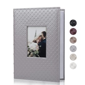 RECUTMS Photo Albums for 4x6 Photos Holds 300, 3 Per Pages Photo Picture Album PU Leather Cover, Horizontal Photos Record Family Wedding Anniversary Baby Holiday Album (Grey)