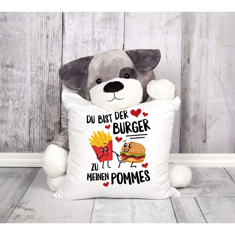 MoonWorks® Cushion Cover Du bist der Burger zu Meinen Pommes