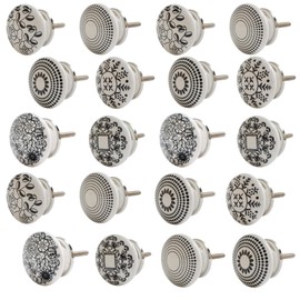 Knober furniture knob, ceramic white art deco country house style shabby chic dresser knob