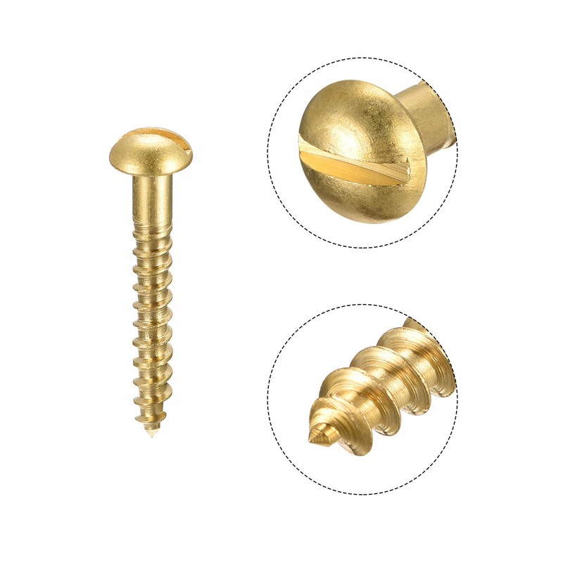 sourcing map Wood Screws M3 x 25mm Slotted Round Head