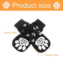 EUPSIIU 4 Pairs of Indoor Non-Slip Socks for Dogs, Soft Adjustable Non-Slip Dog Socks with Straps, Soft Pet Protection for Indoor Use on Hardwood Floors (Black)