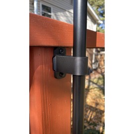 USA Tiki Torch Deck or Fence Mount fits Both 3/4" & 1" Outside Diameter Pole - 2 Sets - Black