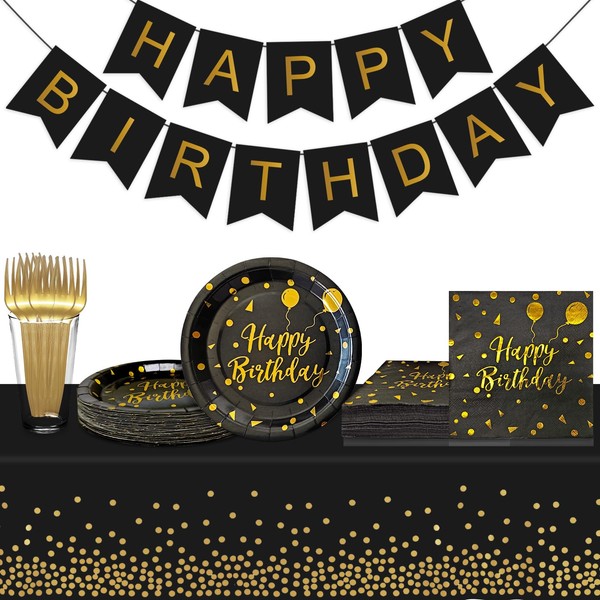 WXLDGHQ Serves 35 Guests Happy Birthday Paper Plates Party Supplies,7