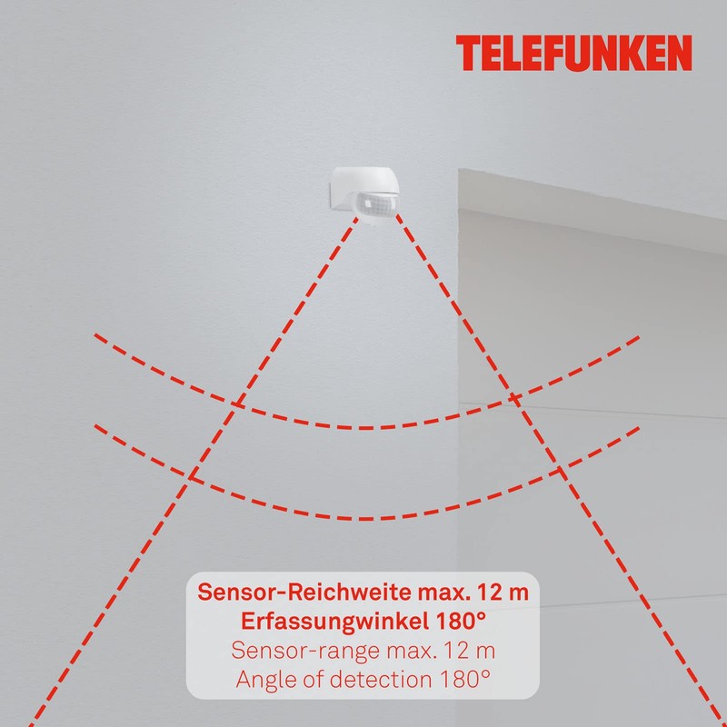 TELEFUNKEN - Motion Sensor, Motion Sensor 180°, Range Max. 12