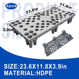 2 Pcs Plastic Pallets, Lightweight Waterproof Plastic Floor Pallet for Basement Storage, Nestable Storage Pad with Extensive Uses for Garage Kitchen Supermarket Warehouse (23.6x11.8x3.9in)
