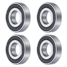 sourcing map 4 Pcs 16001-2RS Deep Groove Ball Bearing, 12mm x 28mm x 7mm High Carbon Chrome Steel Z0 Double Rubber Sealed Bearing (ABEC1)